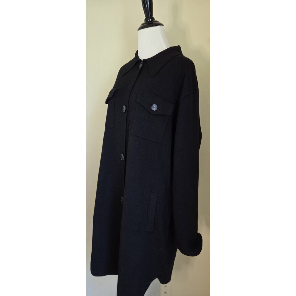 NWT Banana Republic Long Knit Sweater Jacket Shacket Coat Black Women's L - Picture 3 of 16